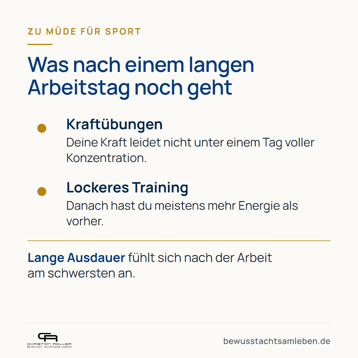 Grafik: Was nach einem langen Arbeitstag noch geht, Kraftübungen und lockeres Training